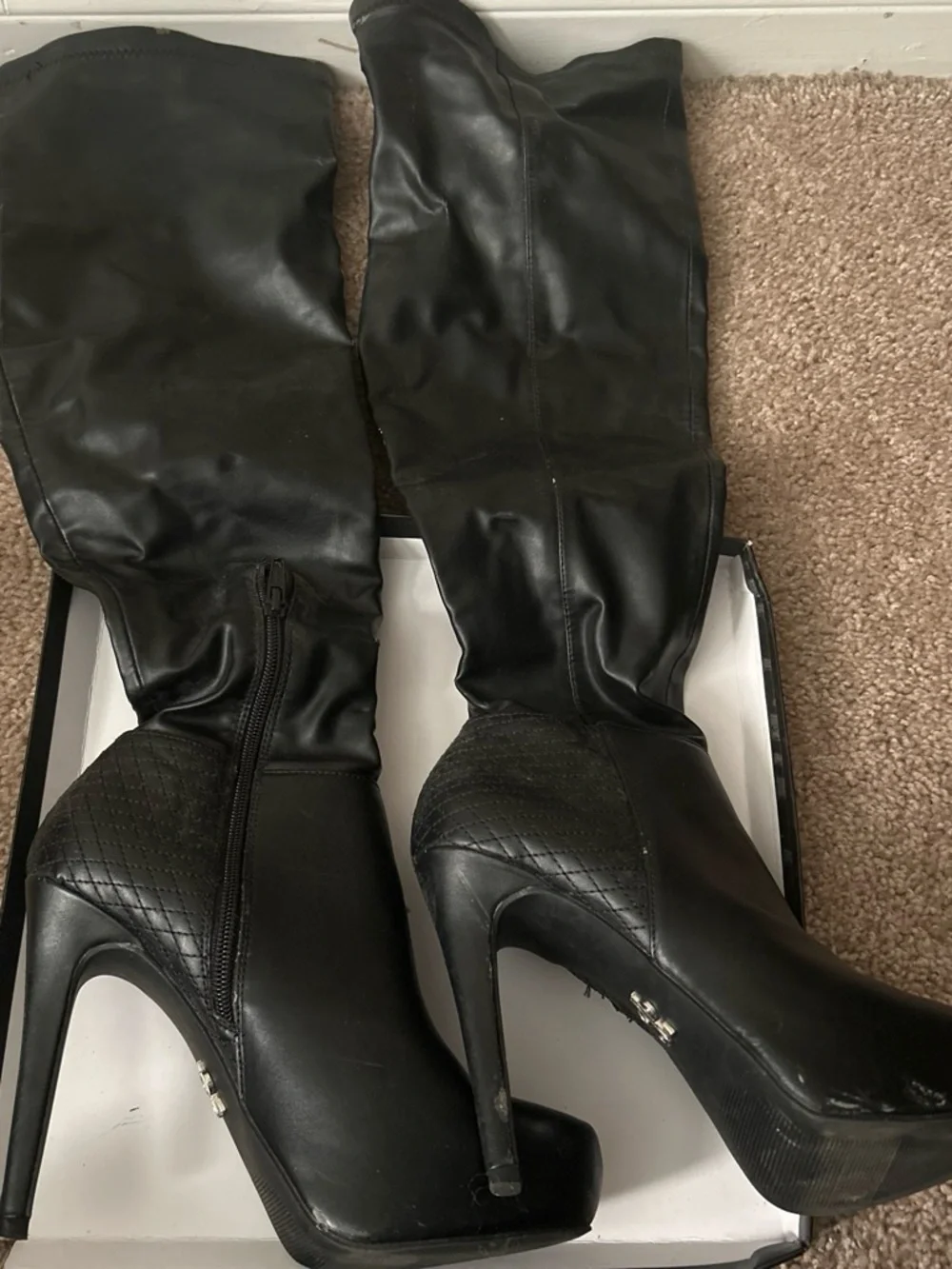 Jennifer Lopez Black Over-the-Knee Stiletto Boots
